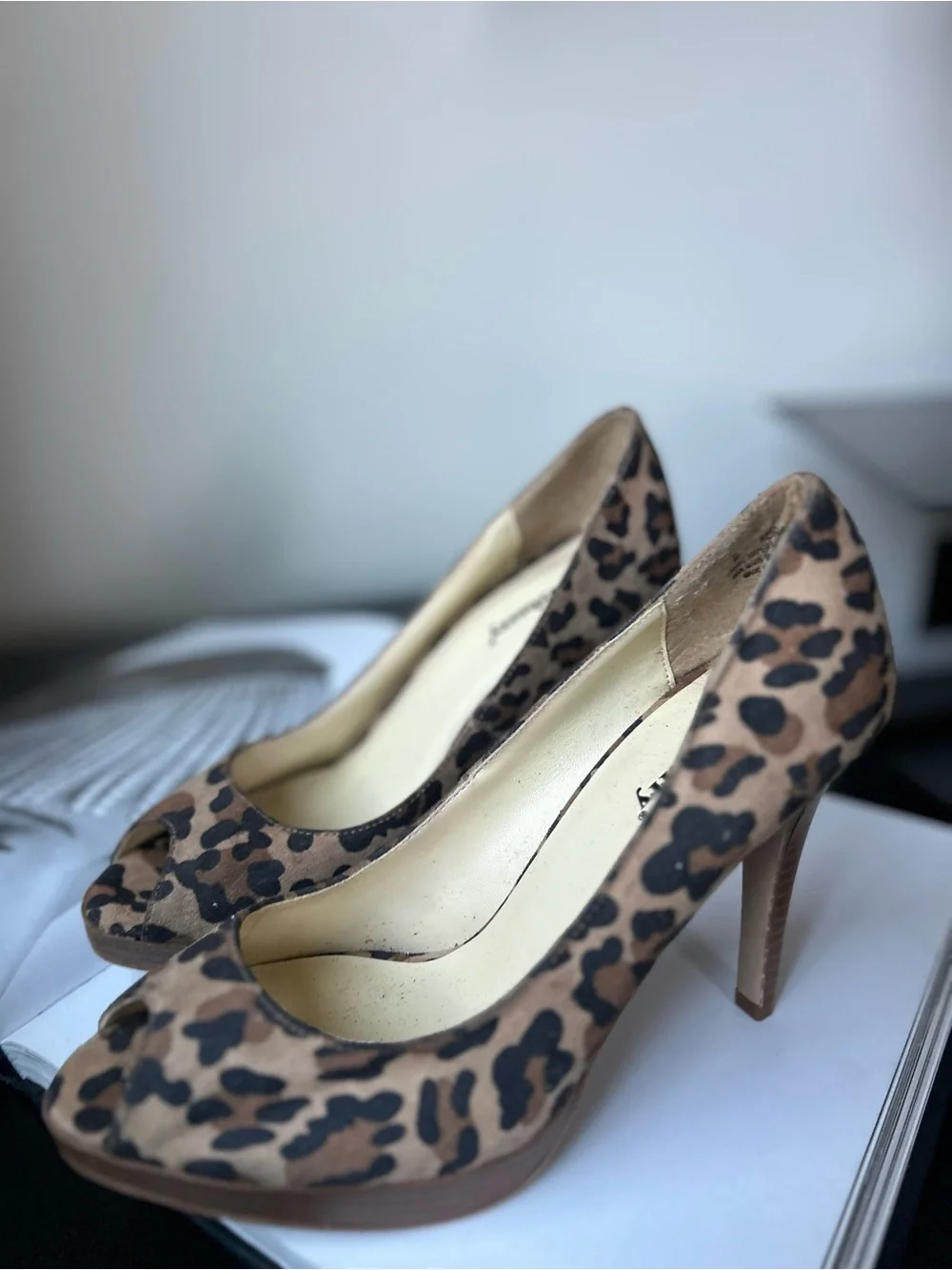 Leopard Print Peep-Toe Pumps - Brown/Black Jazzberyy 9 Leopard Print Platform Hi